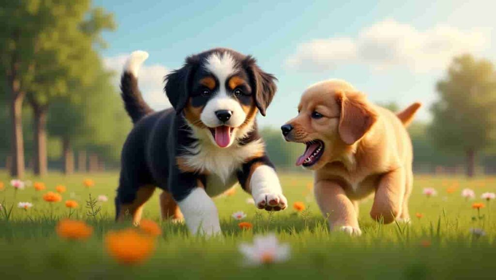 doodle playing with other dog