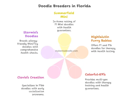 an infographic about bernedoodle breeders in Florida.