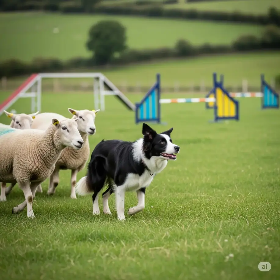 Border Collie directing a sheeps