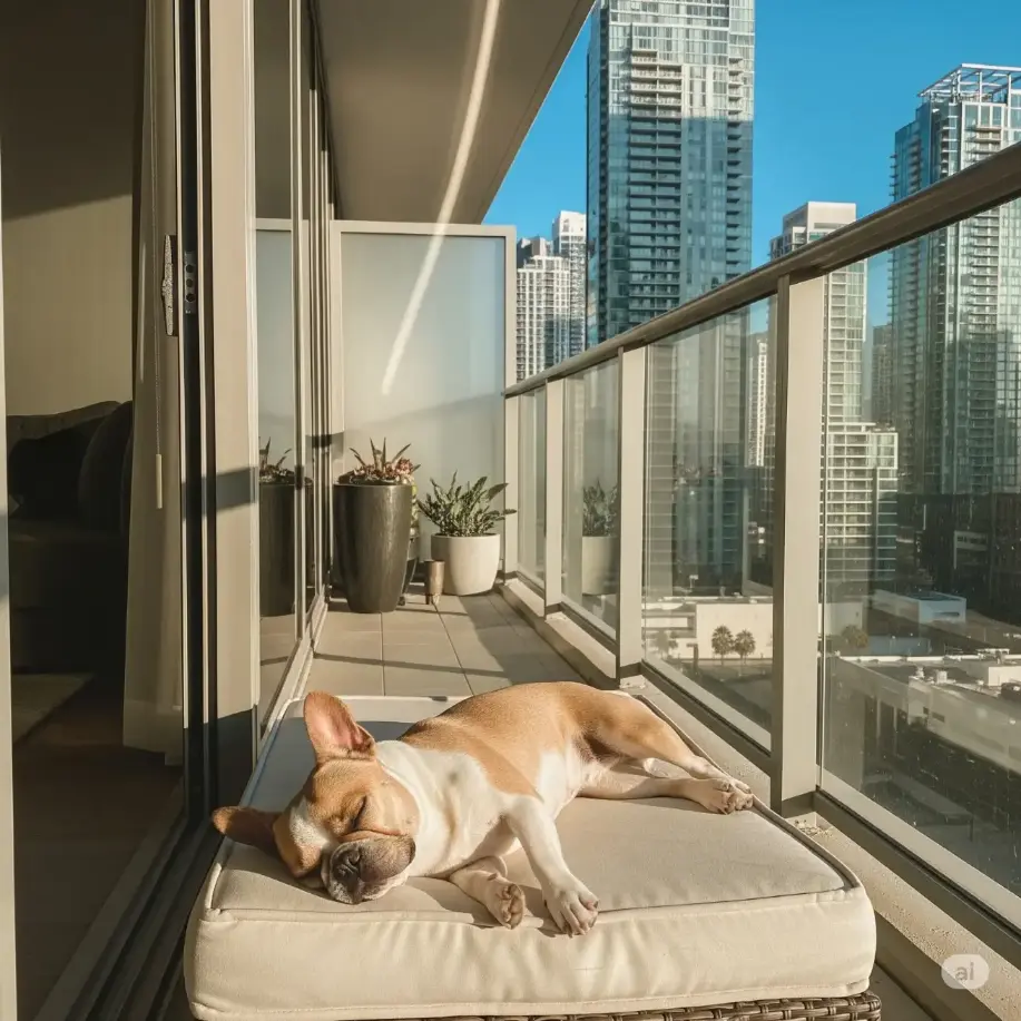 French bulldog sleeping in sun-shine