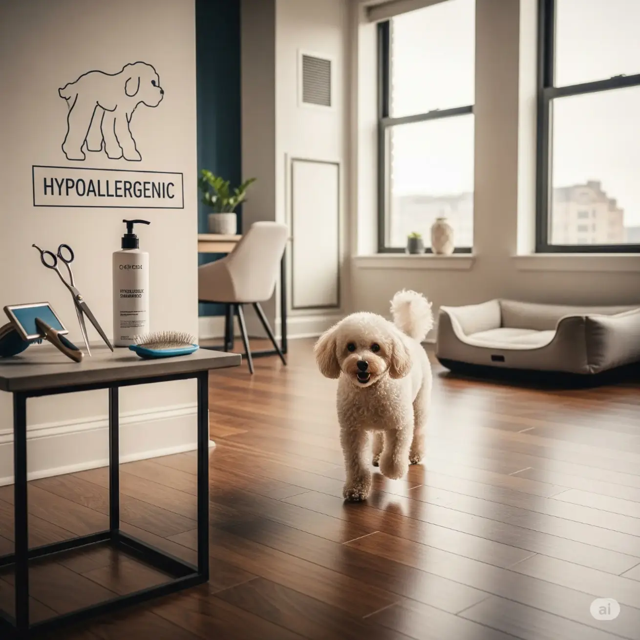 Poodle in an apartment