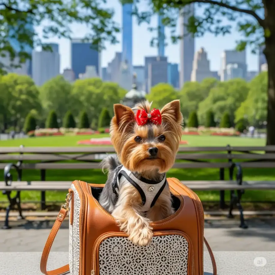 Yorkshire Terrier sitting in a bag