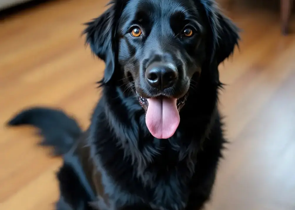black golden retrievers sitting happily