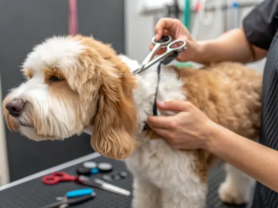 Bernedoodle Haircut Styles -ear and tail hair trimming