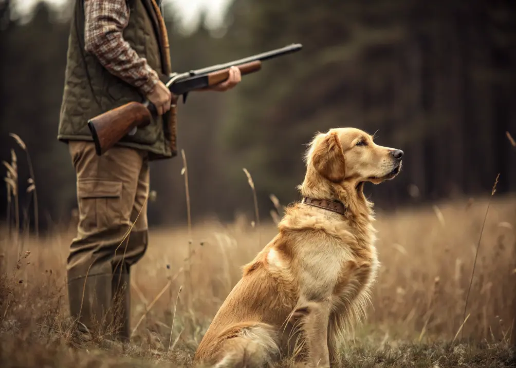 golden retrievers in hunting and field work illustration showing hunting roots.