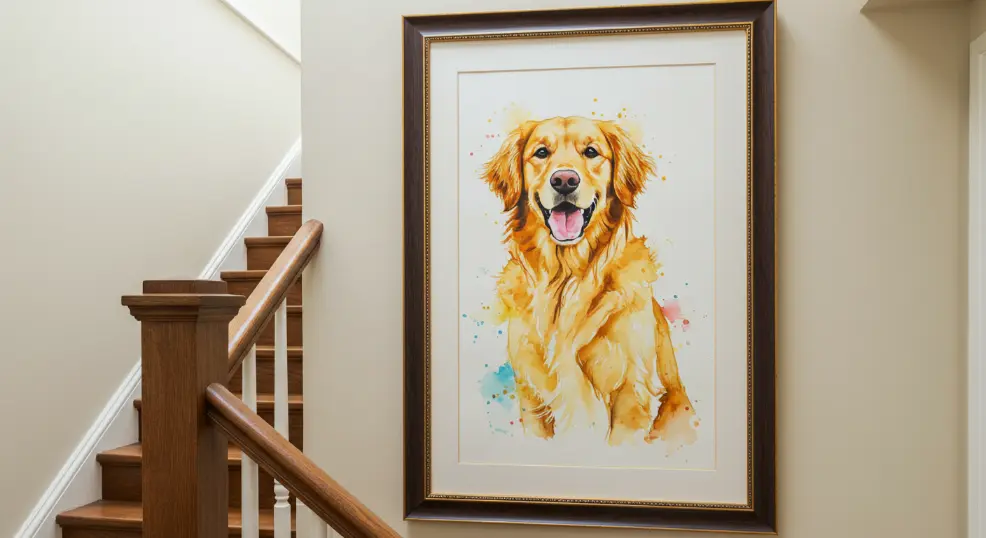 Custom Golden Retriever portrait painting.
