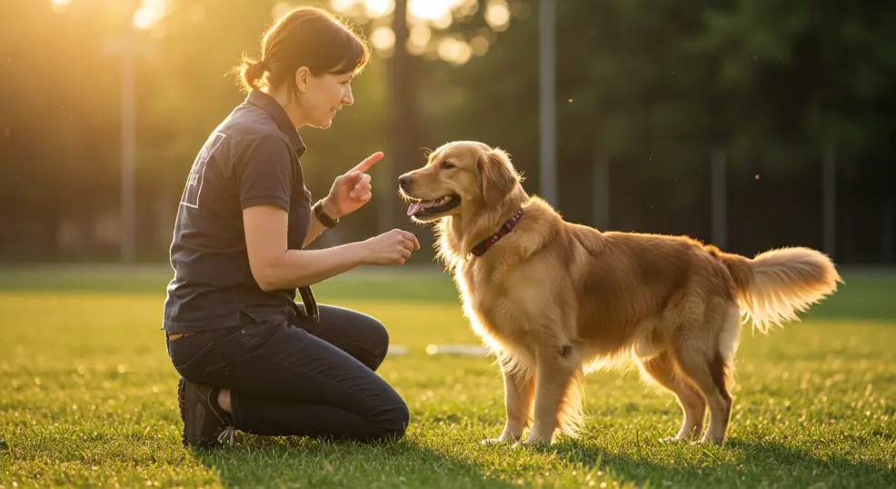 trainer training adopted golden retriever