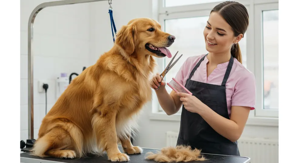 golden retriever cutting