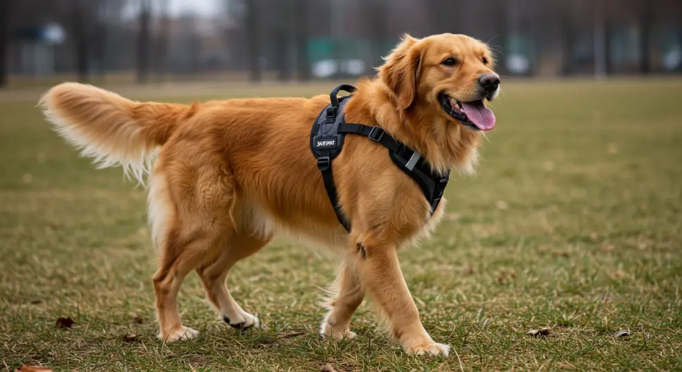 Harnesses, Collars & Leashes on golden retriever