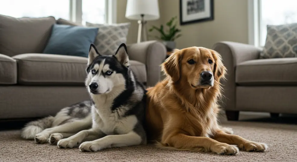 husky and golden retriever 