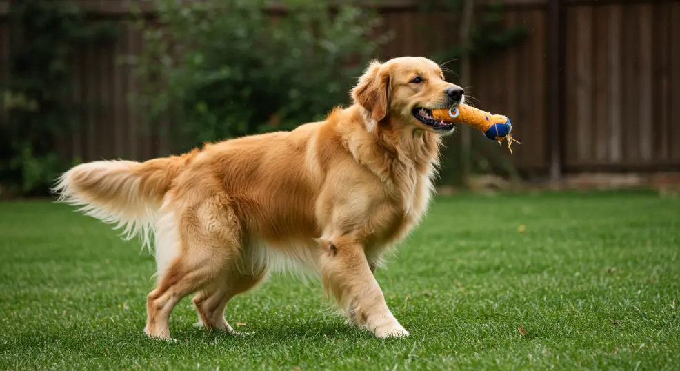 Golden Retriever learning commands through play.