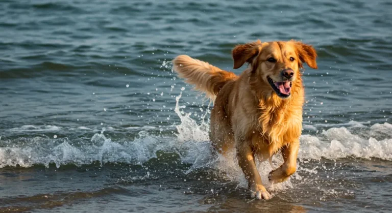 golden retriever beach day